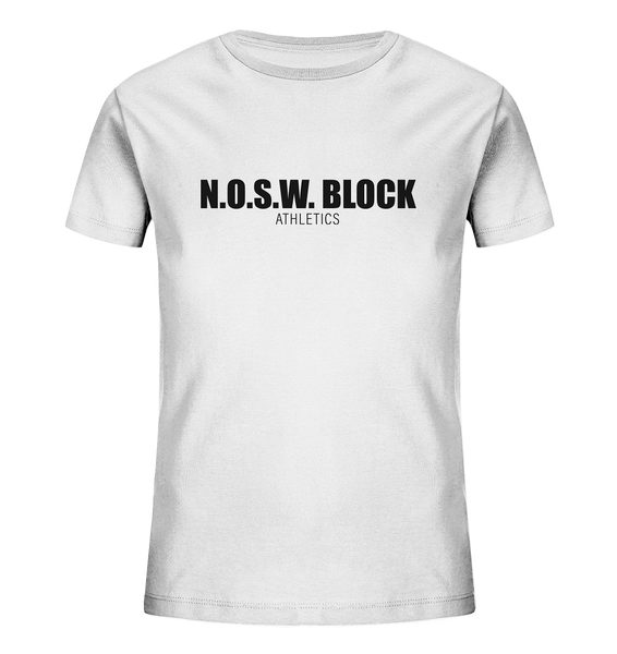 N.O.S.W. BLOCK Shirt "N.O.S.W. BLOCK ATHLETICS" Kids Organic T-Shirt weiss