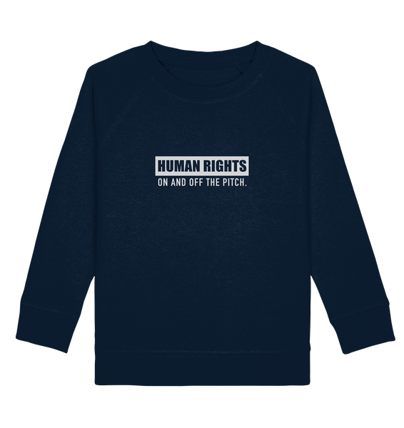 N.O.S.W. BLOCK Fanblock Sweater "HUMAN RIGHTS ON AND OFF THE PITCH" Kids UNISEX Organic Sweatshirt navy