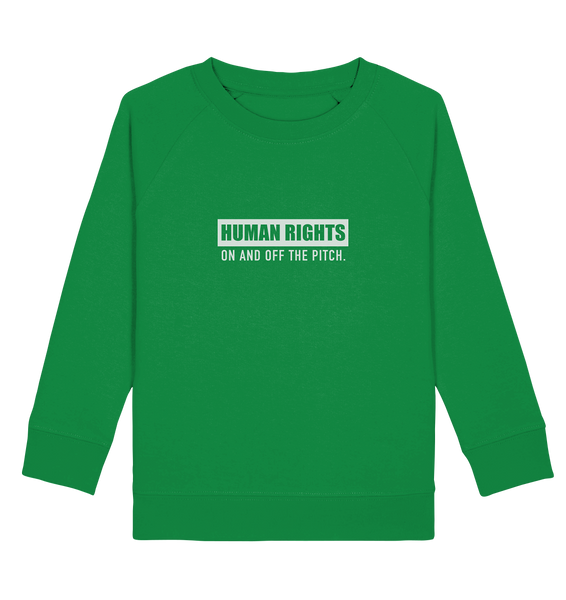 N.O.S.W. BLOCK Fanblock Sweater "HUMAN RIGHTS ON AND OFF THE PITCH" Kids UNISEX Organic Sweatshirt grün