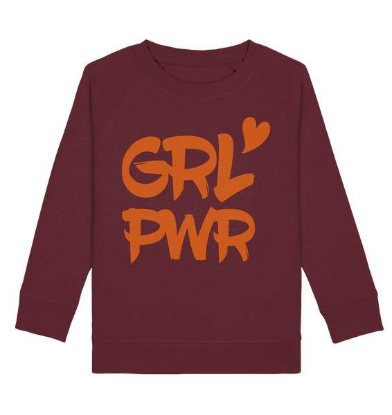 N.O.S.W. BLOCK Kids Sweater "GRL PWR" Kids Girls Organic Sweatshirt weinrot