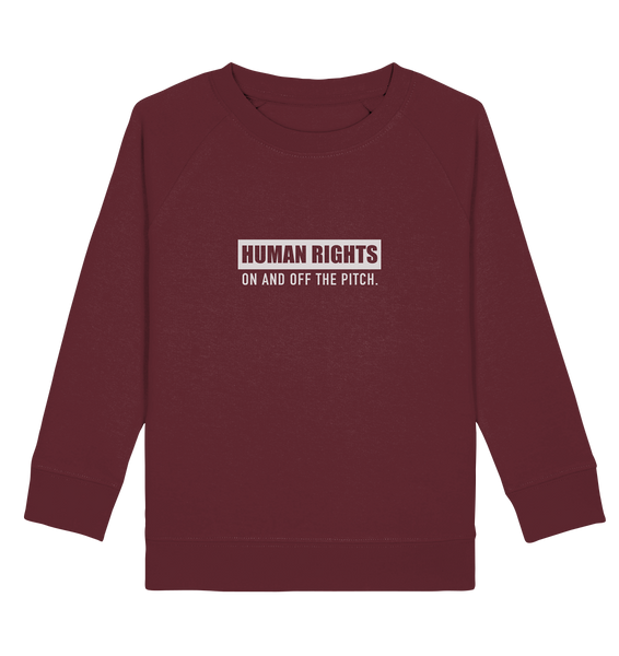N.O.S.W. BLOCK Fanblock Sweater "HUMAN RIGHTS ON AND OFF THE PITCH" Kids UNISEX Organic Sweatshirt weinrot