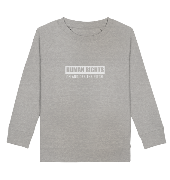 N.O.S.W. BLOCK Fanblock Sweater "HUMAN RIGHTS ON AND OFF THE PITCH" Kids UNISEX Organic Sweatshirt heather grau
