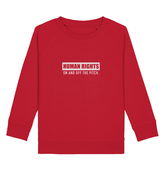 N.O.S.W. BLOCK Fanblock Sweater "HUMAN RIGHTS ON AND OFF THE PITCH" Kids UNISEX Organic Sweatshirt rot