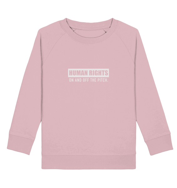 N.O.S.W. BLOCK Fanblock Sweater "HUMAN RIGHTS ON AND OFF THE PITCH" Kids UNISEX Organic Sweatshirt cotton pink