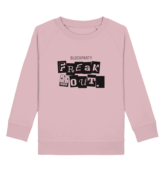 N.O.S.W. BLOCK Fanblock Sweater "FREAK OUT." Kids UNISEX Organic Sweatshirt cotton pink