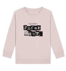 N.O.S.W. BLOCK Fanblock Sweater "FREAK OUT." Kids UNISEX Organic Sweatshirt candy pink