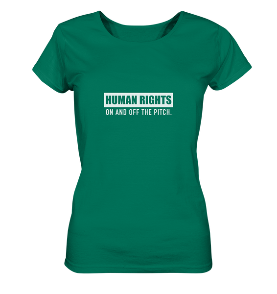 N.O.S.W. BLOCK Fanblock Shirt "HUMAN RIGHTS ON AND OFF THE PITCH" Girls Organic T-Shirt grün