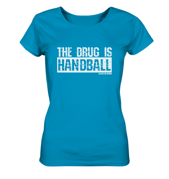 N.O.S.W. BLOCK Fanblock Shirt "THE DRUG IS HANDBALL" Girls Organic T-Shirt azur