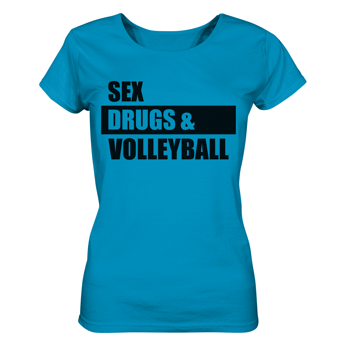 N.O.S.W. BLOCK Fanblock Shirt "SEX, DRUGS & VOLLEYBALL" Girls Organic Shirt azur