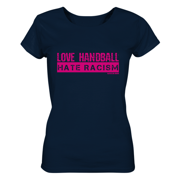 N.O.S.W. BLOCK Gegen Rechts Shirt "LOVE HANDBALL HATE RACISM" Girls Organic T-Shirt navy