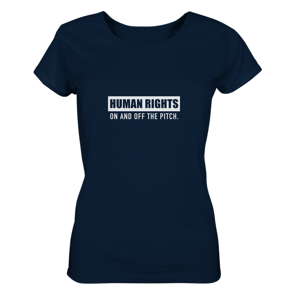 N.O.S.W. BLOCK Fanblock Shirt "HUMAN RIGHTS ON AND OFF THE PITCH" Girls Organic T-Shirt navy