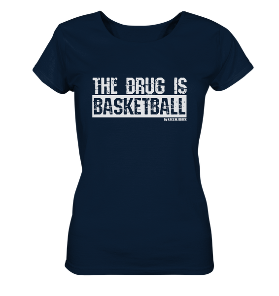 N.O.S.W. BLOCK Fanblock Shirt "THE DRUG IS BASKETBALL" Girls Organic T-Shirt navy