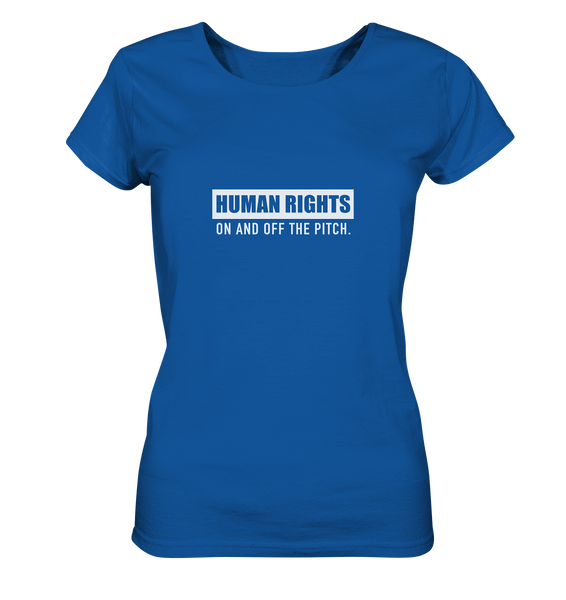 N.O.S.W. BLOCK Fanblock Shirt "HUMAN RIGHTS ON AND OFF THE PITCH" Girls Organic T-Shirt blau