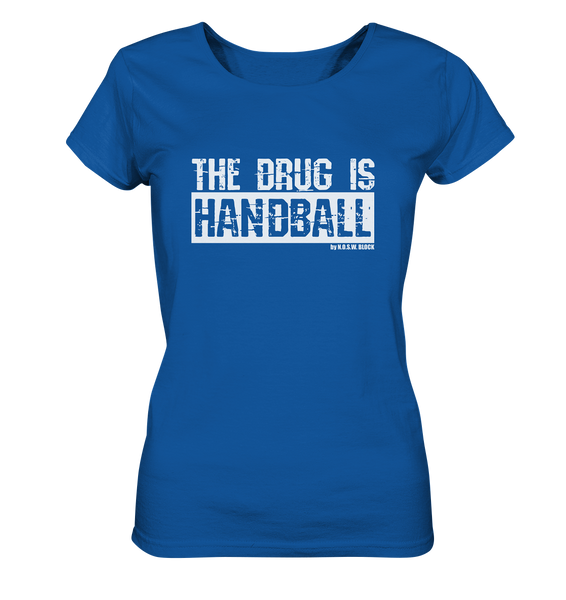 N.O.S.W. BLOCK Fanblock Shirt "THE DRUG IS HANDBALL" Girls Organic T-Shirt blau