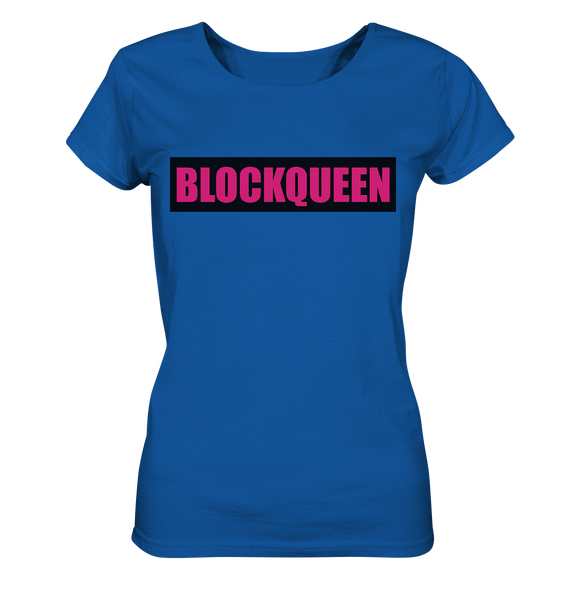 N.O.S.W. BLOCK Fanblock Shirt "BLOCKQUEEN" Damen Organic T-Shirt blau