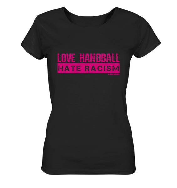 N.O.S.W. BLOCK Gegen Rechts Shirt "LOVE HANDBALL HATE RACISM" Girls Organic T-Shirt schwarz