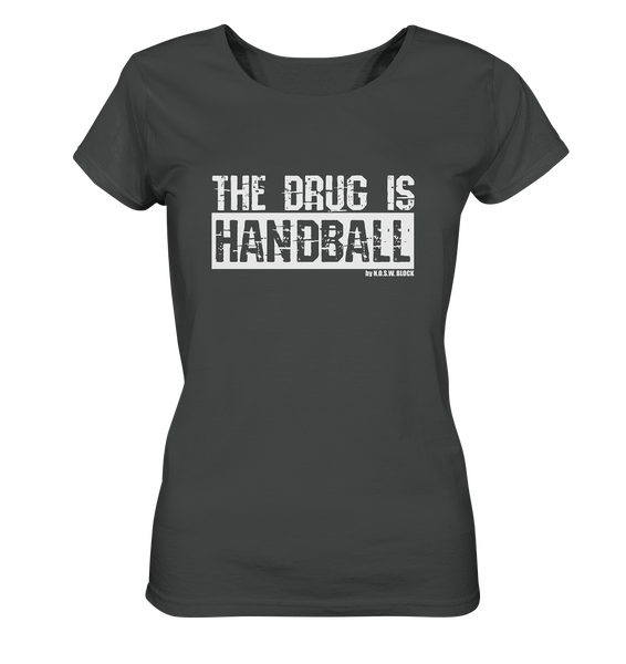 N.O.S.W. BLOCK Fanblock Shirt "THE DRUG IS HANDBALL" Girls Organic T-Shirt anthrazit