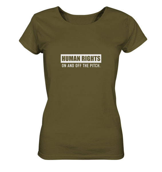 N.O.S.W. BLOCK Fanblock Shirt "HUMAN RIGHTS ON AND OFF THE PITCH" Girls Organic T-Shirt khaki