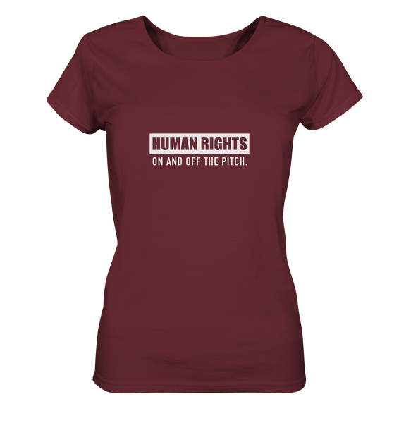 N.O.S.W. BLOCK Fanblock Shirt "HUMAN RIGHTS ON AND OFF THE PITCH" Girls Organic T-Shirt weinrot