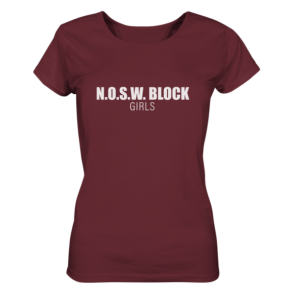 N.O.S.W. BLOCK Shirt "N.O.S.W. BLOCK GIRLS" Girls Organic T-Shirt weinrot