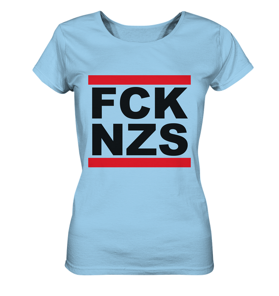 N.O.S.W. BLOCK Gegen Rechts Shirt "FCK NZS" Girls Organic T-Shirt himmelblau