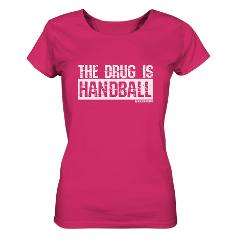 N.O.S.W. BLOCK Fanblock Shirt "THE DRUG IS HANDBALL" Girls Organic T-Shirt himbeere