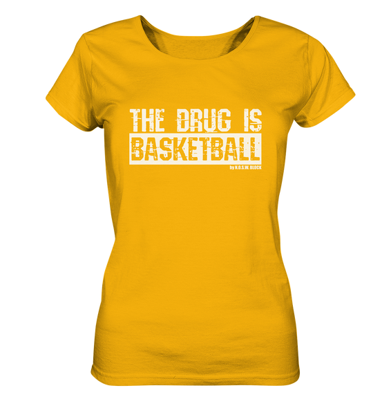 N.O.S.W. BLOCK Fanblock Shirt "THE DRUG IS BASKETBALL" Girls Organic T-Shirt gelb