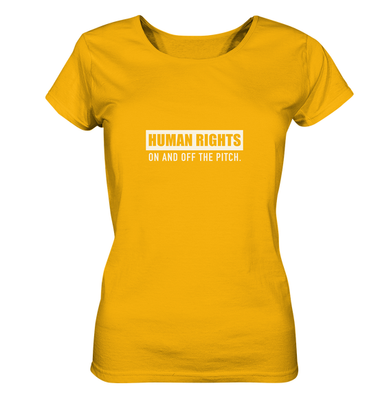 N.O.S.W. BLOCK Fanblock Shirt "HUMAN RIGHTS ON AND OFF THE PITCH" Girls Organic T-Shirt gelb