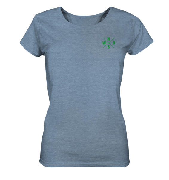 N.O.S.W. BLOCK Shirt "ICON GREEN" Girls Organic Rundhals T-Shirt mid heather blue