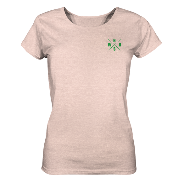 N.O.S.W. BLOCK Shirt "ICON GREEN" Girls Organic Rundhals T-Shirt creme heather pink
