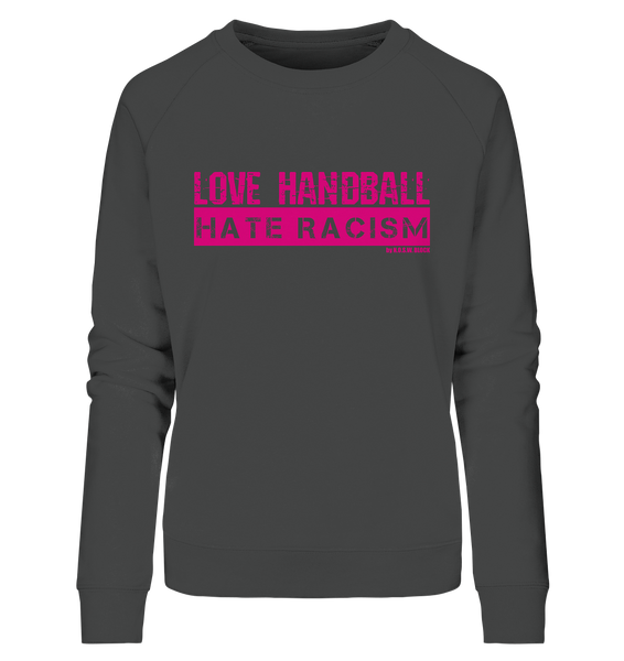 N.O.S.W. BLOCK Gegen Rechts Sweater "LOVE HANDBALL HATE RACISM" Girls Organic Sweatshirt anthrazit