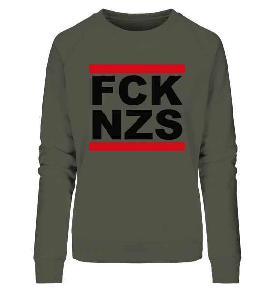 N.O.S.W. BLOCK Gegen Rechts Hoodie "FCK NZS" Girls Organic Sweatshirt khaki