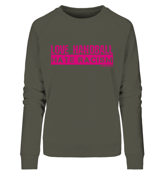 N.O.S.W. BLOCK Gegen Rechts Sweater "LOVE HANDBALL HATE RACISM" Girls Organic Sweatshirt khaki