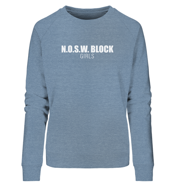N.O.S.W. BLOCK Sweater "N.O.S.W. BLOCK GIRLS" Girls Organic Sweatshirt mid heather blue