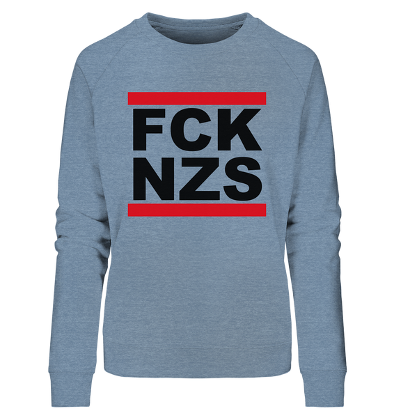 N.O.S.W. BLOCK Gegen Rechts Hoodie "FCK NZS" Girls Organic Sweatshirt mid heather blau