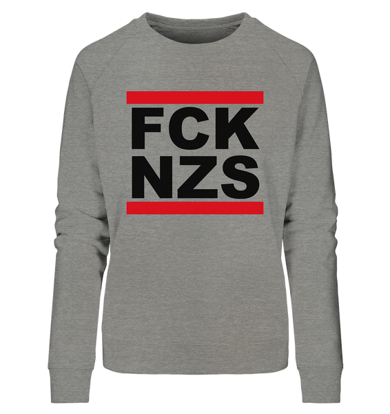 N.O.S.W. BLOCK Gegen Rechts Hoodie "FCK NZS" Girls Organic Sweatshirt mid heather grau