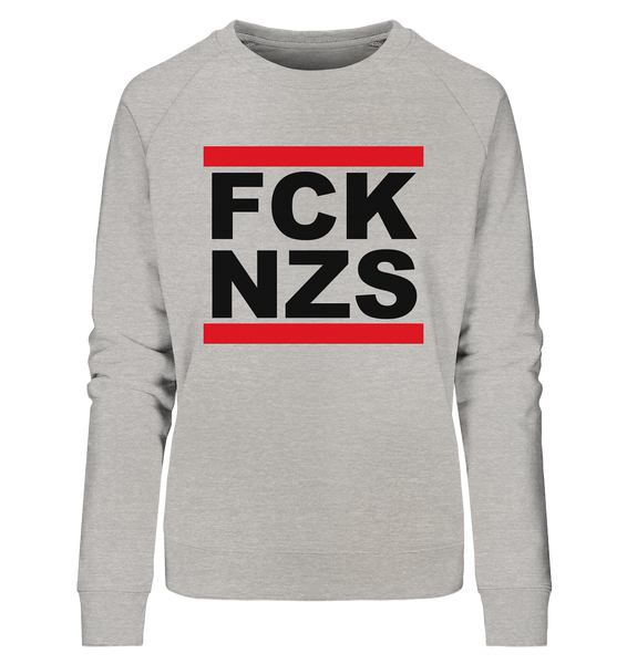 N.O.S.W. BLOCK Gegen Rechts Hoodie "FCK NZS" Girls Organic Sweatshirt heather grau
