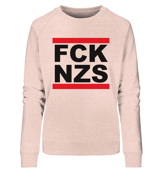 N.O.S.W. BLOCK Gegen Rechts Hoodie "FCK NZS" Girls Organic Sweatshirt creme heather pink