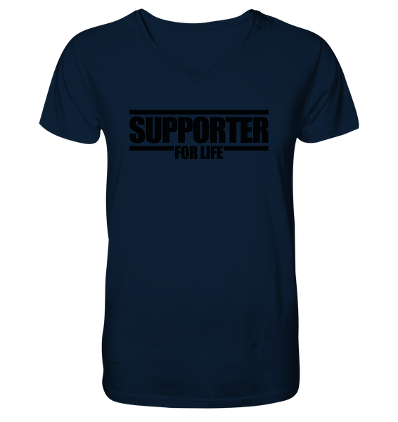 N.O.S.W. BLOCK Fanblock Shirt "SUPPORTER FOR LIFE" Männer Organic V-Neck T-Shirt navy
