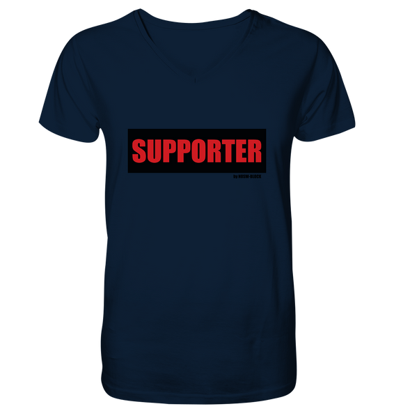 N.O.S.W. BLOCK Fanblock Shirt "SUPPORTER" Männer Organic V-Neck T-Shirt navy