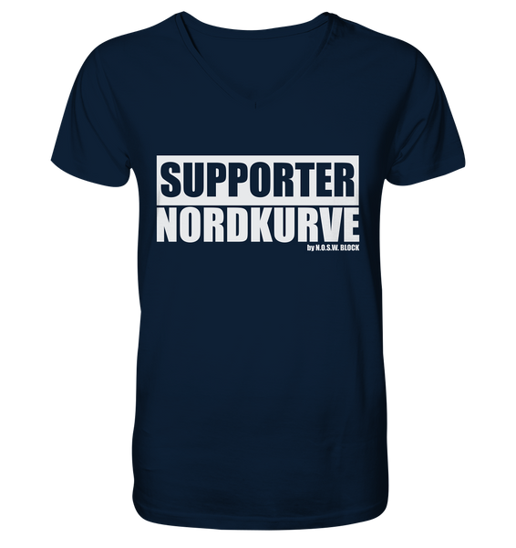 N.O.S.W. BLOCK Fanblock Shirt "SUPPORTER NORDKURVE" Männer Organic V-Neck T-Shirt navy