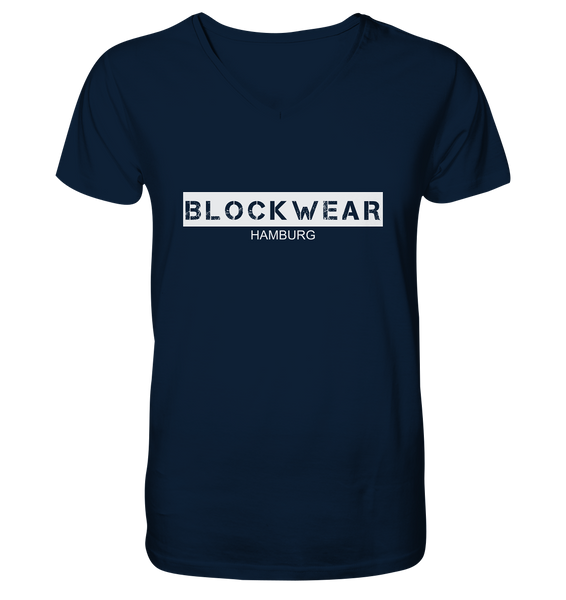 N.O.S.W. BLOCK Shirt "BLOCKWEAR HAMBURG" Männer Organic V-Neck Shirt navy
