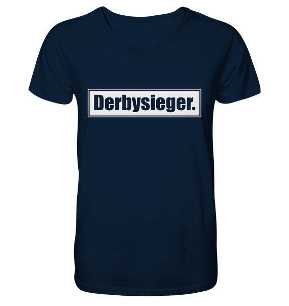 N.O.S.W. BLOCK Fanblock Shirt "Derbysieger." Männer Organic V-Neck T-Shirt navy