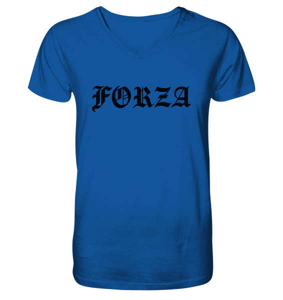 N.O.S.W. BLOCK Fanblock Shirt "FORZA" Männer Organic V-Neck T-Shirt blau