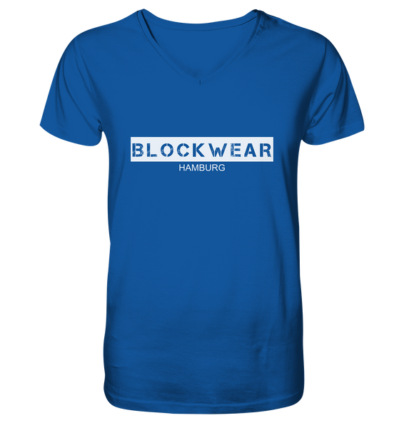 N.O.S.W. BLOCK Shirt "BLOCKWEAR HAMBURG" Männer Organic V-Neck Shirt blau