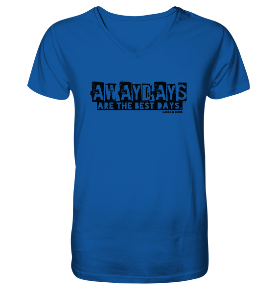 N.O.S.W. BLOCK Fanblock Shirt "AWAYDAYS ARE THE BEST DAYS." Männer Organic V-Neck T-Shirt blau