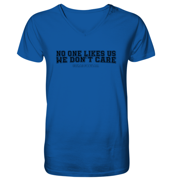 BLOCK.FC Shirt "NO ONE LIKES US WE DON´T CARE" Männer Organic V-Neck T-Shirt blau