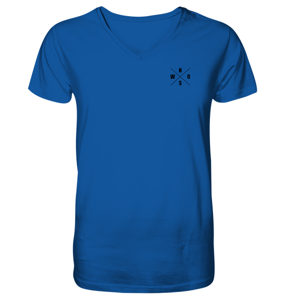 N.O.S.W. BLOCK Fanblock Shirt "ANTI HIPSTER BLOCK" Männer Organic V-Neck T-Shirt blau