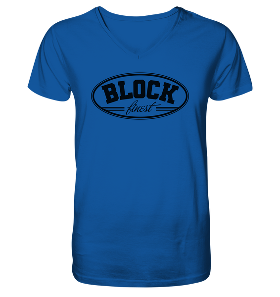 N.O.S.W. BLOCK Fanblock Shirt "BLOCK finest" Männer Organic V-Neck T-Shirt blau