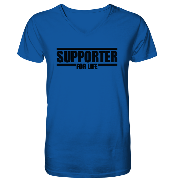 N.O.S.W. BLOCK Fanblock Shirt "SUPPORTER FOR LIFE" Männer Organic V-Neck T-Shirt blau
